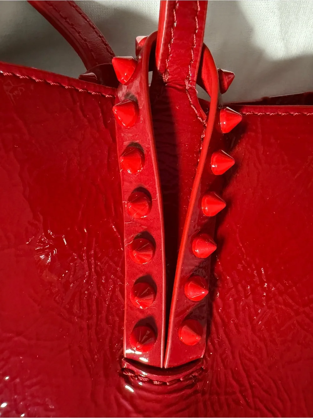 Christian Louboutin Red Patent Leather Tote Bag with Removable Pouch